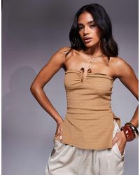 River Island - Textured Trim Bandeau Top - Lyst