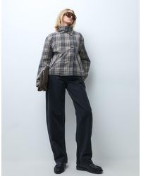 Object - Funnel Neck Reversible Check Short Trench Coat - Lyst