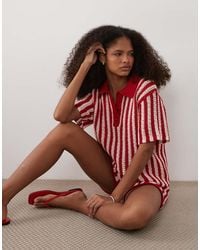 ASOS - Knitted Crochet Polo Top Co-Ord - Lyst