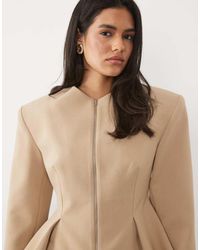 Miss Selfridge - Tailored Power Shoulder Peplum Blazer - Lyst