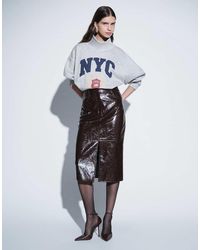 ASOS - Tailored Leather Look Midi Pencil Skirt - Lyst