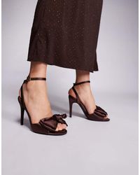 New Look - Oversized Satin Bow Heeled Sandals - Lyst