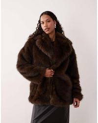 Motel - Pepita Faux Fur Coat - Lyst
