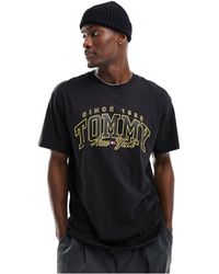 Tommy Hilfiger - Luxe - t-shirt skate comoda con logo stile college nera - Lyst