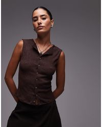 TOPSHOP - Crinkle Button Down Tank - Lyst