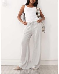 Weekday - Broek Met Wijde Pijpen Van Linnenmix - Lyst