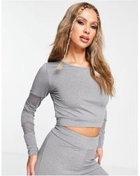 Threadbare - Fitness Gym Long Sleeve Crop Top With Mesh Insert - Lyst