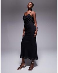 ASOS - Strappy Cami Cowl Neck Panelled Bias Midi Dress - Lyst