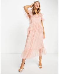 Miss Selfridge Tulle Midi Dress - Pink