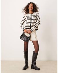 Mango - Zip Through Striped Cardigan - Lyst