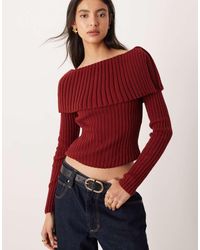 ASOS - Rib Bardot Jumper - Lyst