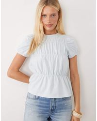 ASOS - Shirred Crepe Puff Sleeve Top - Lyst