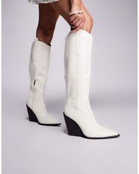 Public Desire - Nevada Western Cowboy Pointed Toe Block Heel Knee High Boots - Lyst
