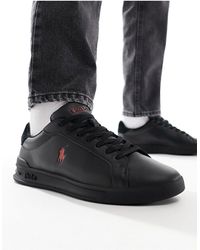 Polo Ralph Lauren - Heritage court - sneakers nere con logo rosso - Lyst