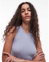 Mango - Fine Rib Linen Mix Vest - Lyst