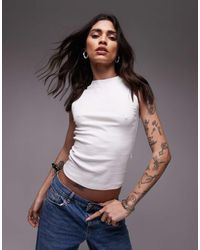 TOPSHOP - Top Senza Maniche Aderente - Lyst
