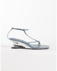 ASOS - Hightide Minimal Strappy Electroplated Wedge Sandals - Lyst