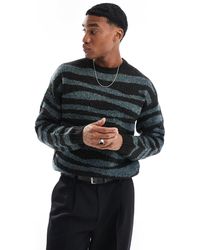 Only & Sons - Crew Neck Drop Shoulder Jumper With Zebra Stripe - Lyst