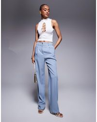 ASOS - Tall Wide Leg Tailored Trousers With Buttons - Lyst