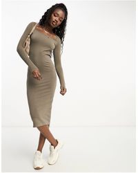 Pull&Bear - Long Sleeve Second Skin Maxi Dress - Lyst