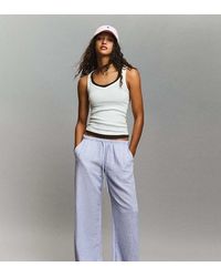 Bershka - Petite Linen Rich Trousers With An Elasticated Waistband - Lyst