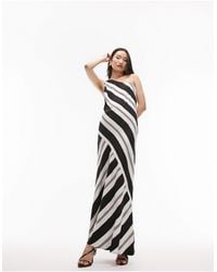 TOPSHOP - One Shoulder Stripe Print Maxi Dress - Lyst