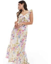 Vero Moda - – maxikleid mit buntem blumenmuster und gerafftem detail - Lyst