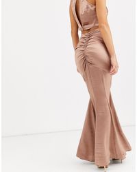 ASOS Gonna lunga a sirena in raso in coordinato - Rosa