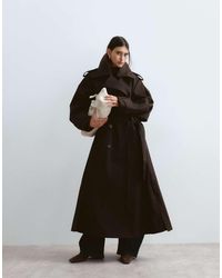 ARRANGE - Premium Belted Funnel Neck Trench Coat - Lyst