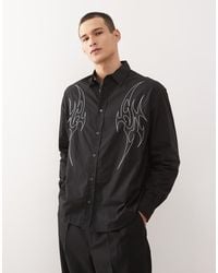 Weekday - Co-ord Oversized Shirt With Silver Embroidery - Lyst