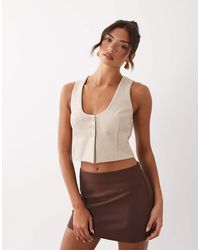 ASOS - Co-ord Linen Waistcoat With Gold Button Detail - Lyst