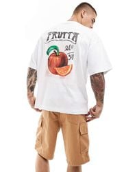 River Island - Oversized T-Shirt With Fruit Back Print - Lyst