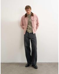 TOPMAN - Relaxed Fit Crop Barn Jacket With Cord Collar - Lyst