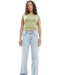Bershka - Petite High Waisted 90s Wide Leg Jeans - Lyst