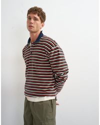 TOPMAN - Relaxed Fit Crop Velour Stripe Polo - Lyst