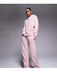 Kaiia - Exclusive Cotton Rich Embroidered Logo Wide Leg joggers Co-ord - Lyst