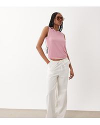 ASOS - Asos Design Tall Linen Look Pull On Trousers - Lyst