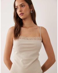 Mango - Cami Top With Lace Trim - Lyst