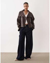 Mango - Faux Leather Funnel Neck With Tie Waist - Lyst