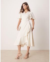 Y.A.S - Satin Wrap Midi Dress - Lyst