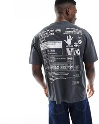 ASOS - Camiseta Gris Carbón Lavado Extragrande Con Estampado Gráfico Urbano De Tejido Grueso De 220 G/M² De - Lyst