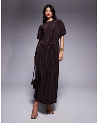 ASOS - Plisse Short Sleeve Wrap Tie Maxi Dress - Lyst