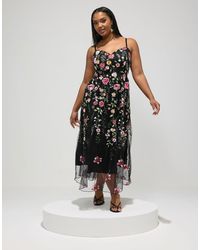 Yours Clothing - Floral Embroidered Maxi Dress - Lyst