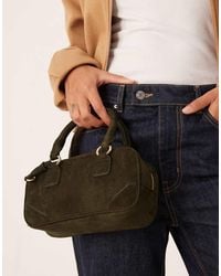 ASOS - Faux Suede Mini Bowler Bag With Detachable Cross Body Strap - Lyst