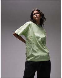 TOPSHOP - Crochet Layered Patched Oversized Tee - Lyst