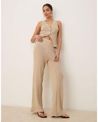 ASOS - Co-ord Semi Sheer Knit Wide Leg Trouser - Lyst