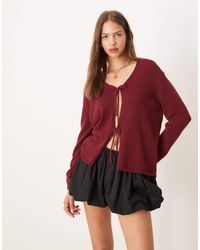 ASOS - V Neck Knitted Oversized Tie Front Cardigan - Lyst
