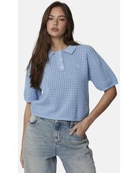Good For Nothing - Cropped Pointelle Knit Polo Shirt - Lyst