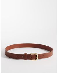 ASOS - Dressy Leather Belt With Rounded Edge Gold-tone Buckle - Lyst
