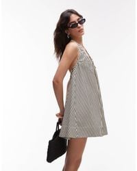TOPSHOP - – trapezförmiges minikleid mit neckholder und streifen - Lyst